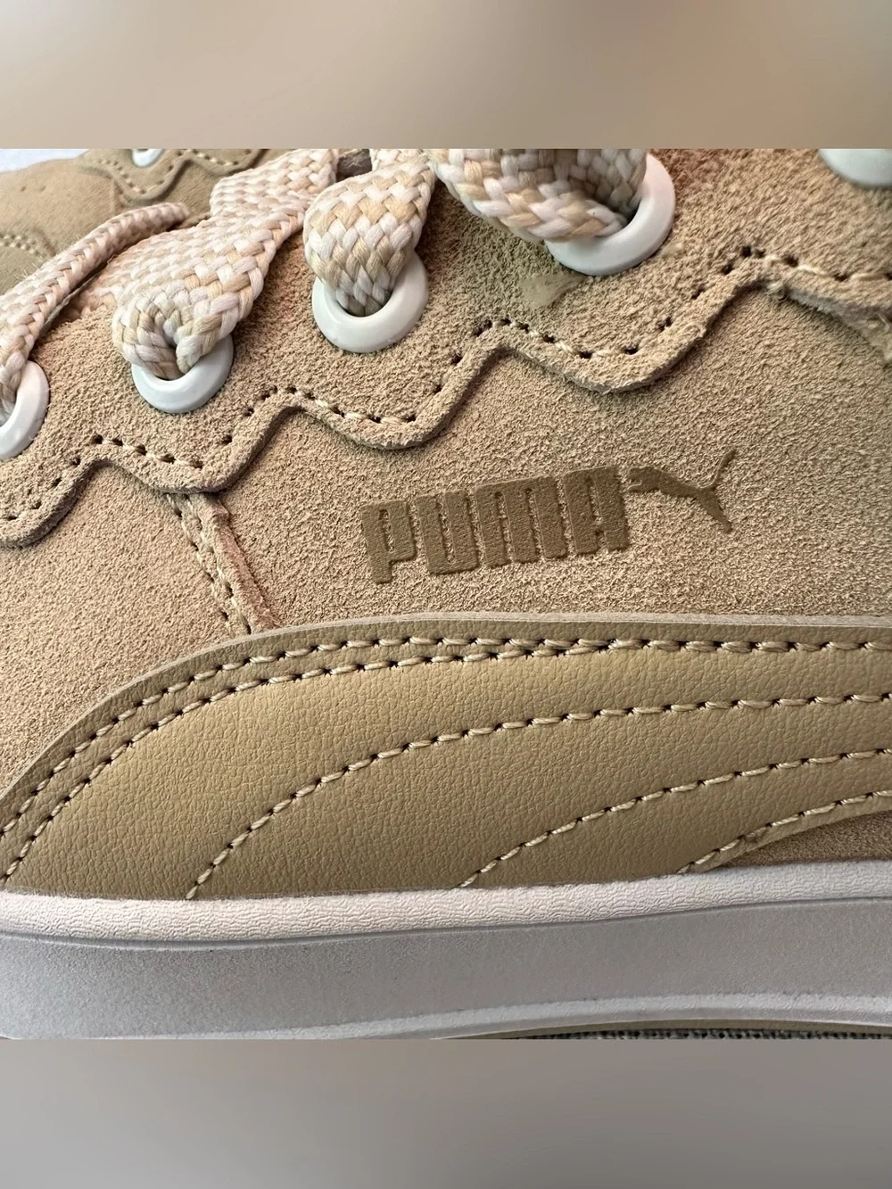 Puma Carina Street Platform Sneakers Women 9 Beige Thick‎ Lace Streetwear
